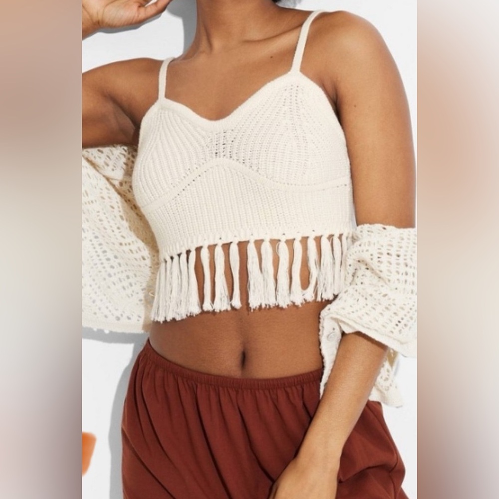 Wild Fable Cream Ribbed Crop Camisole